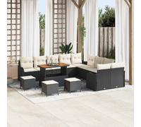 vidaXL Set Divano da Giardino con cuscino 14 pcs Nero e Crema