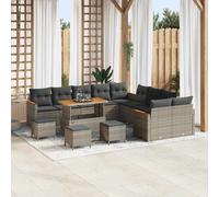 vidaXL Set Divano da Giardino con cuscino 18 pcs Grigio polyrattan