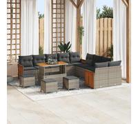 vidaXL Set Divano da Giardino con cuscino 18 pcs Grigio polyrattan