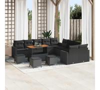 vidaXL Set Divano da Giardino con cuscino 18 pcs Nero polyrattan