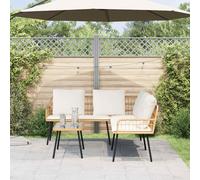 vidaXL Set Divano da Giardino con cuscino 2 pcs Naturale polyrattan