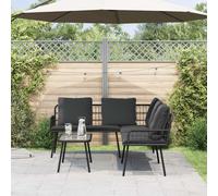 vidaXL Set Divano da Giardino con cuscino 2 pcs Nero polyrattan