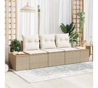 vidaXL Set Divano da Giardino con cuscino 3 pcs Beige polyrattan