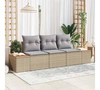 vidaXL Set Divano da Giardino con cuscino 3 pcs Beige polyrattan