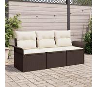 vidaXL Set Divano da Giardino con cuscino 3 pcs Marrone Poly Rattan
