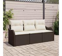 vidaXL Set Divano da Giardino con cuscino 3 pcs Marrone Poly Rattan