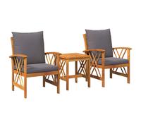 vidaXL Set Divano da Giardino con cuscino 3 pcs Olio Naturale
