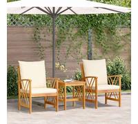 vidaXL Set Divano da Giardino con cuscino 3 pcs Olio Naturale