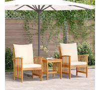 Set da Pranzo Moderno per Esterni vidaXL Con Poltrona e Tavolo in Legno Massello di Acacia Seduta Casual per Uso Giardino Balcone Finitura Panna Elegante Texture Liscia Finitura Verniciata