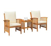 Set da Pranzo Moderno per Esterni vidaXL Con Poltrona e Tavolo in Legno Massello di Acacia Seduta Casual per Uso Giardino Balcone Finitura Panna Elegante Texture Liscia Finitura Verniciata