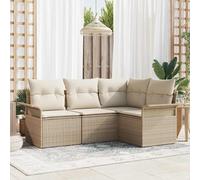 vidaXL Set Divano da Giardino con cuscino 4 pcs Beige Poly Rattan