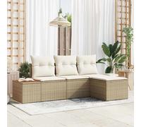 vidaXL Set Divano da Giardino con cuscino 4 pcs Beige polyrattan