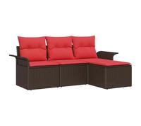 vidaXL Set Divano da Giardino con cuscino 4 pcs Marrone polyrattan, Divano modulare moderno per giardino e terrazzo, resistente ai raggi UV, soluzioni per il patio comode