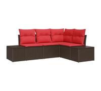 vidaXL Set Divano da Giardino con cuscino 4 pcs Marrone polyrattan, Set di mobili da esterno modulare, leggero, resistente ai raggi UV, divano versatil, ideale per giardino e terrazza