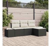 vidaXL Set Divano da Giardino 4 pz Nero polyrattan