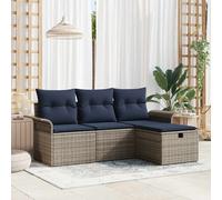 vidaXL Set Divano da Giardino con cuscino 4 pcs Poly Rattan, Divano da esterno, moderno e modulare, leggero, resistente ai raggi UV, con scomparti per il relax in giardino