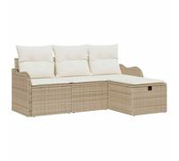 vidaXL Set di divani modulari da Esterno, con Cuscini Crema Rimovibili. Realizzati in Rattan Naturale Beige e con Piedi Regolabili, Sono Perfetti per 4 Persone. Ottimi per balconi e patii, Hanno Un