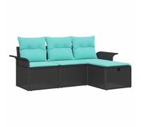 vidaXL Set Divano da Giardino con cuscino 4 pcs Poly Rattan, Seduta per giardino e terrazza, divano modulare leggero, materiali resistenti al sole, lounge esterna, scomparti per riporre