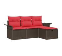 vidaXL Set Divano da Giardino con cuscino 4 pcs Poly Rattan, Seduta per giardino e terrazza, divano modulare leggero, materiali resistenti al sole, lounge esterna, scomparti per riporre