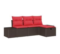 vidaXL Set Divano da Giardino con cuscino 4 pcs polyrattan, Set da giardino, divano modulare moderno, area lounge all'aperto con configurazione flessibile, materiali resistenti