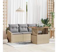 vidaXL Set Divano da Giardino con cuscino 5 pcs Beige Poly Rattan