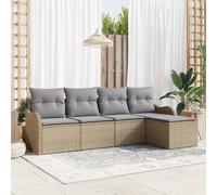vidaXL Set Divano da Giardino con cuscino 5 pcs Beige Poly Rattan