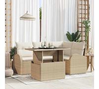 vidaXL Set Divano da Giardino con cuscino 5 pcs Beige Poly Rattan