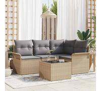 vidaXL Set Divano da Giardino con cuscino 5 pcs Beige polyrattan