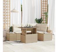 vidaXL Set Divano da Giardino con cuscino 5 pcs Beige polyrattan