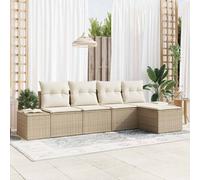 vidaXL Set Divano da Giardino con cuscino 5 pcs Beige polyrattan