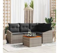 vidaXL Set Divano da Giardino con cuscino 5 pcs Grigio Poly Rattan