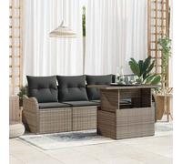 vidaXL Set Divano da Giardino con cuscino 5 pcs Grigio Poly Rattan