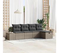 vidaXL Set Divano da Giardino con cuscino 5 pcs Grigio Poly Rattan