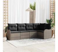 vidaXL Set Divano da Giardino con cuscino 5 pcs Grigio Poly Rattan