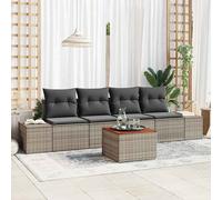 vidaXL Set Divano da Giardino con cuscino 5 pcs Grigio Poly Rattan