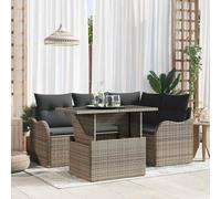 vidaXL Set Divano da Giardino con cuscino 5 pcs Grigio Poly Rattan
