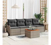 vidaXL Set Divano da Giardino con cuscino 5 pcs Grigio polyrattan