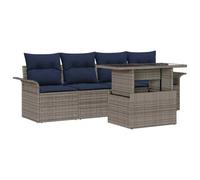 vidaXL Set Divano da Giardino con cuscino 5 pcs Grigio polyrattan, Mobili da esterno adattabili, set da giardino modulare, sedute resistenti alle intemperie, divano leggero per il terrazzo