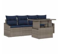 vidaXL Set di divani da giardino con cuscino 5 pezzi grigio rattan sintetico, mobili moderni in rattan per giardino e terrazza, divano lounge resistente al sole, set modulare