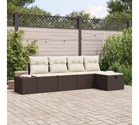vidaXL Set Divano da Giardino con cuscino 5 pcs Marrone Poly Rattan