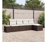 vidaXL Set Divano da Giardino con cuscino 5 pcs Marrone polyrattan