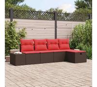 vidaXL Set Divano da Giardino con cuscino 5 pcs Marrone polyrattan