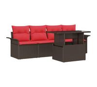 vidaXL Set Divano da Giardino con cuscino 5 pcs Marrone polyrattan, Mobili da esterno adattabili, set da giardino modulare, sedute resistenti alle intemperie, divano leggero per il terrazzo