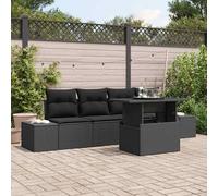 vidaXL Set Divano da Giardino con cuscino 5 pcs Nero 100 x 55 x 73 cm