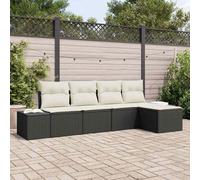 vidaXL Set Divano da Giardino con cuscino 5 pcs Nero, Crema