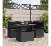 vidaXL Set Divano da Giardino con cuscino 5 pcs Nero Poly Rattan