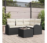 vidaXL Set Divano da Giardino con cuscino 5 pcs Nero Poly Rattan