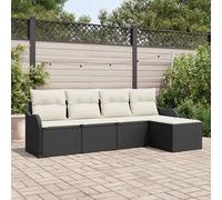 vidaXL Set Divano da Giardino con cuscino 5 pcs Nero Poly Rattan
