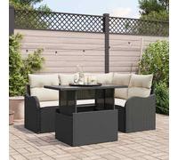 vidaXL Set Divano da Giardino con cuscino 5 pcs Nero Poly Rattan