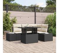 vidaXL Set Divano da Giardino con cuscino 5 pcs Nero polyrattan